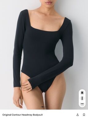 Babaton Tan Long-Sleeve Square-Neck Contour Bodysuit
